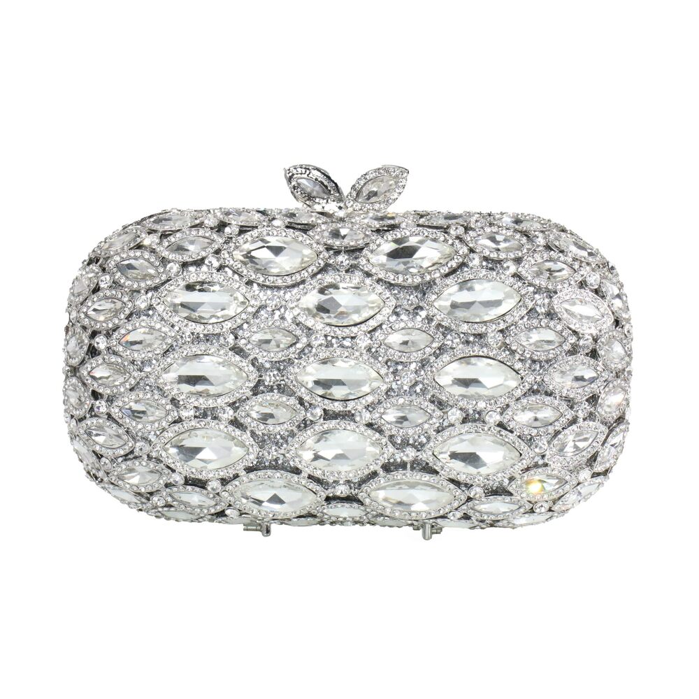 9209 Elegant Rhinestone Evening Bag Oval Diamond Handbag Sparkling Crystal